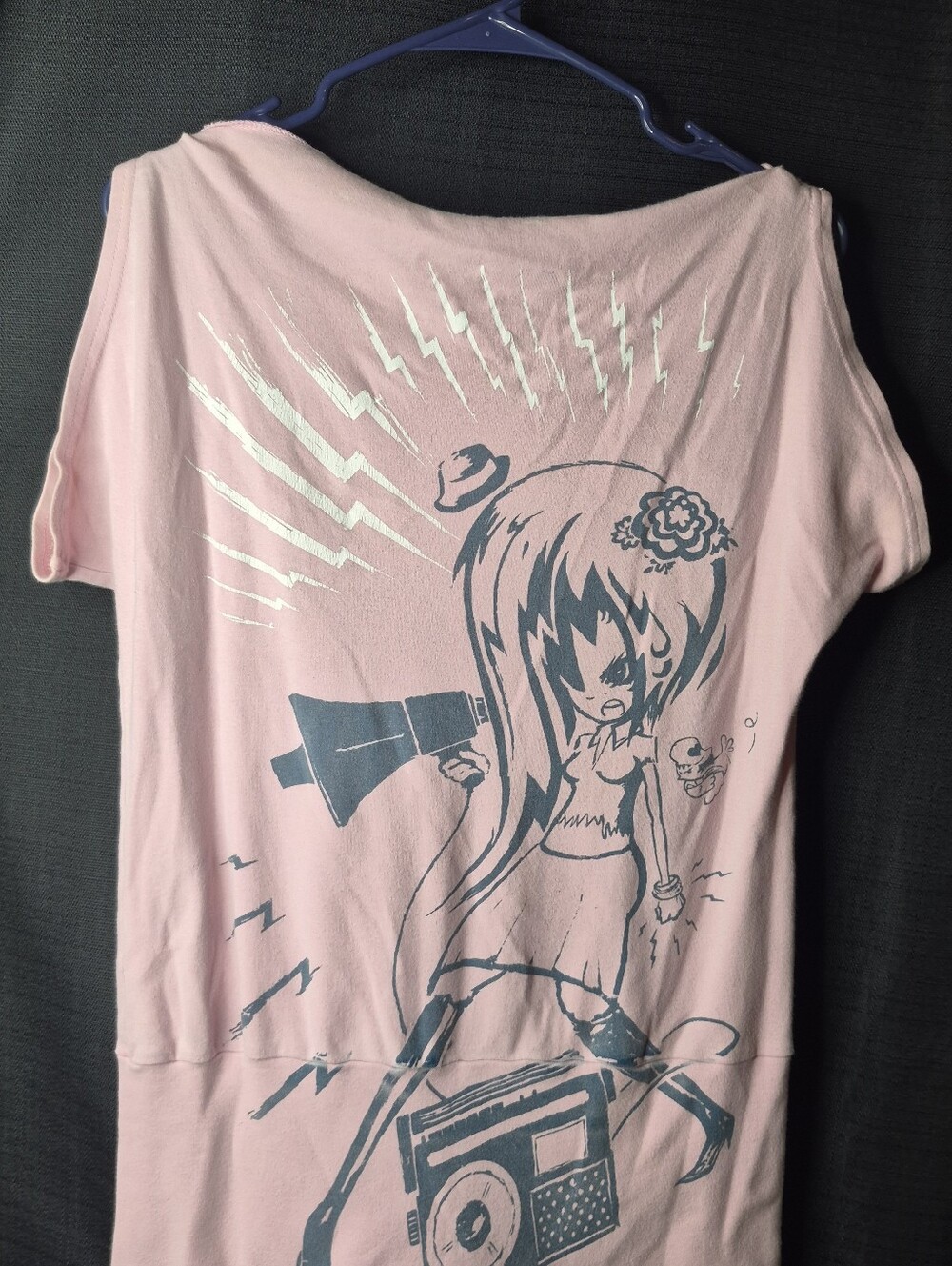 Girls' Pink Graphic Cartoon Back-Print Tee